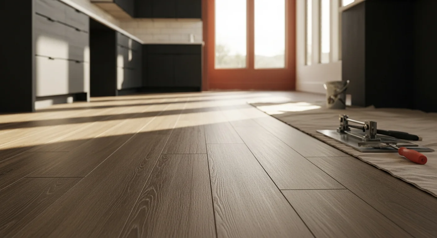 Professional flooring installation with tile, vinyl, and laminate options